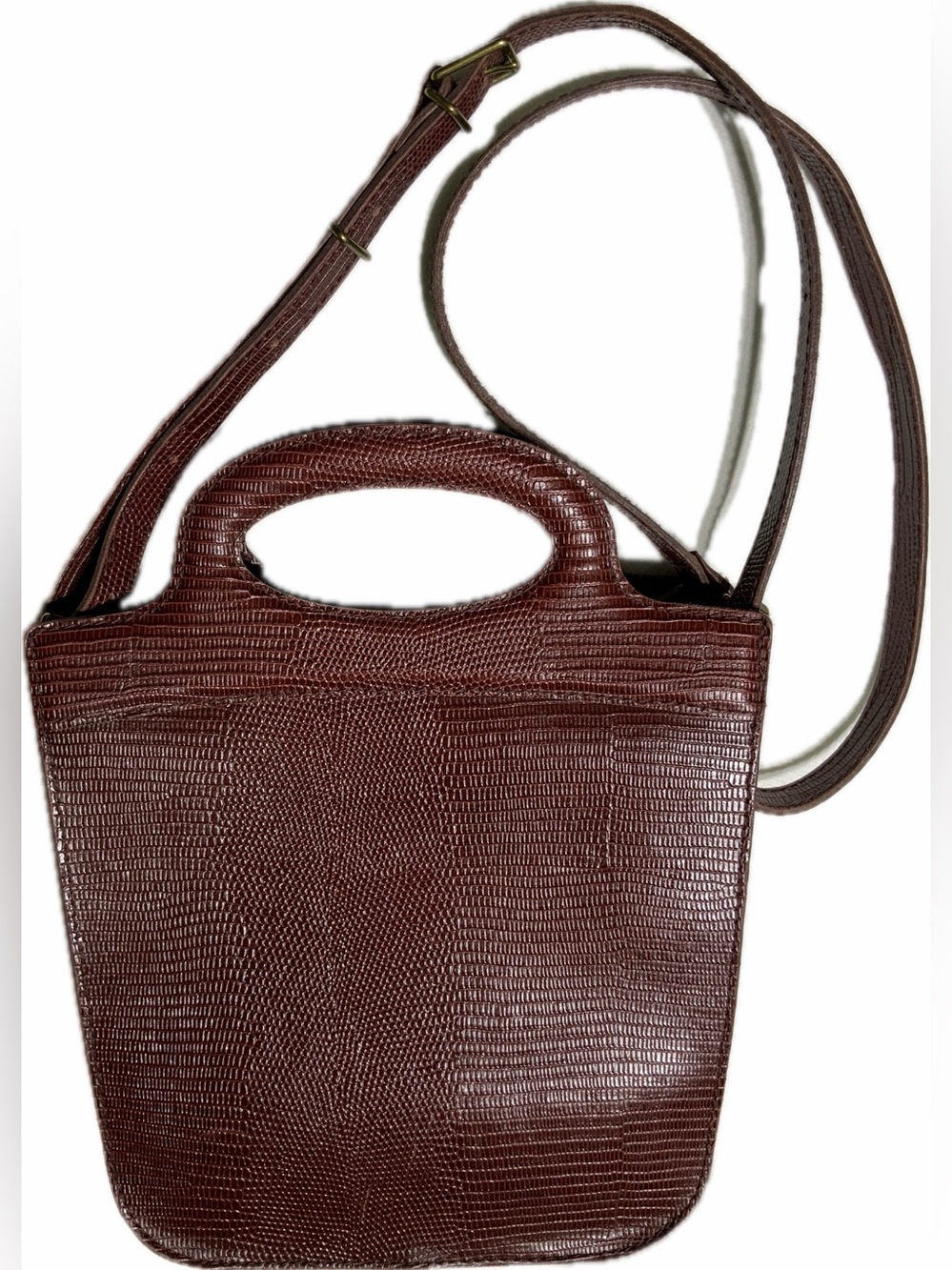 Madewell Lizard Stamped Leather Toggle Tote 2 Way Small